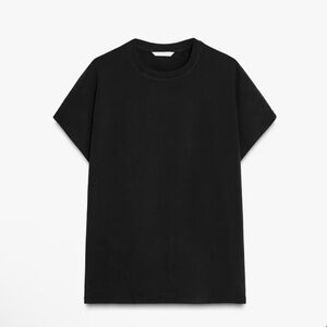 Zara Semi-Sheer Short Sleeve‎ Basic Tee Size Small Black NWT